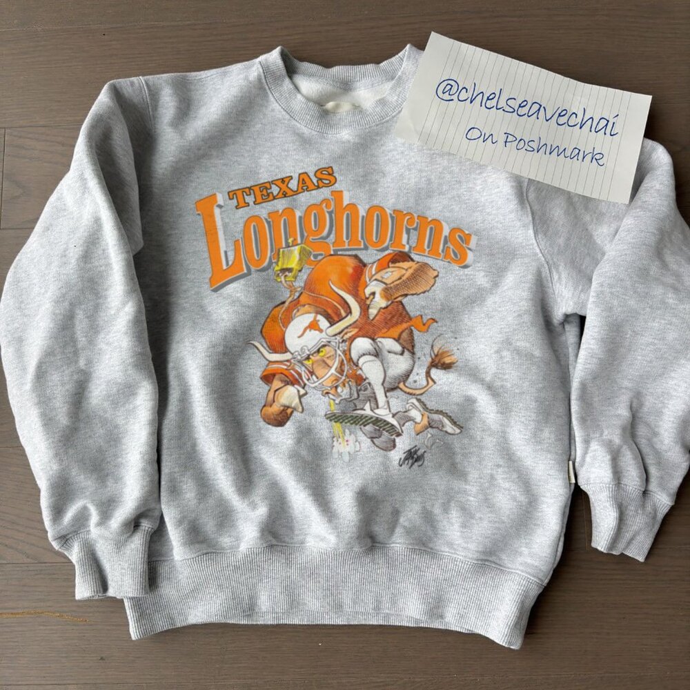Vintage Texas Longhorns Football Sweatshirt, University of Texas Crewneck Shirt